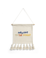 Настенный гобелен из хлопка Tandani бежевого цвета с разноцветными буквами и бахромой, 40 x 50 см