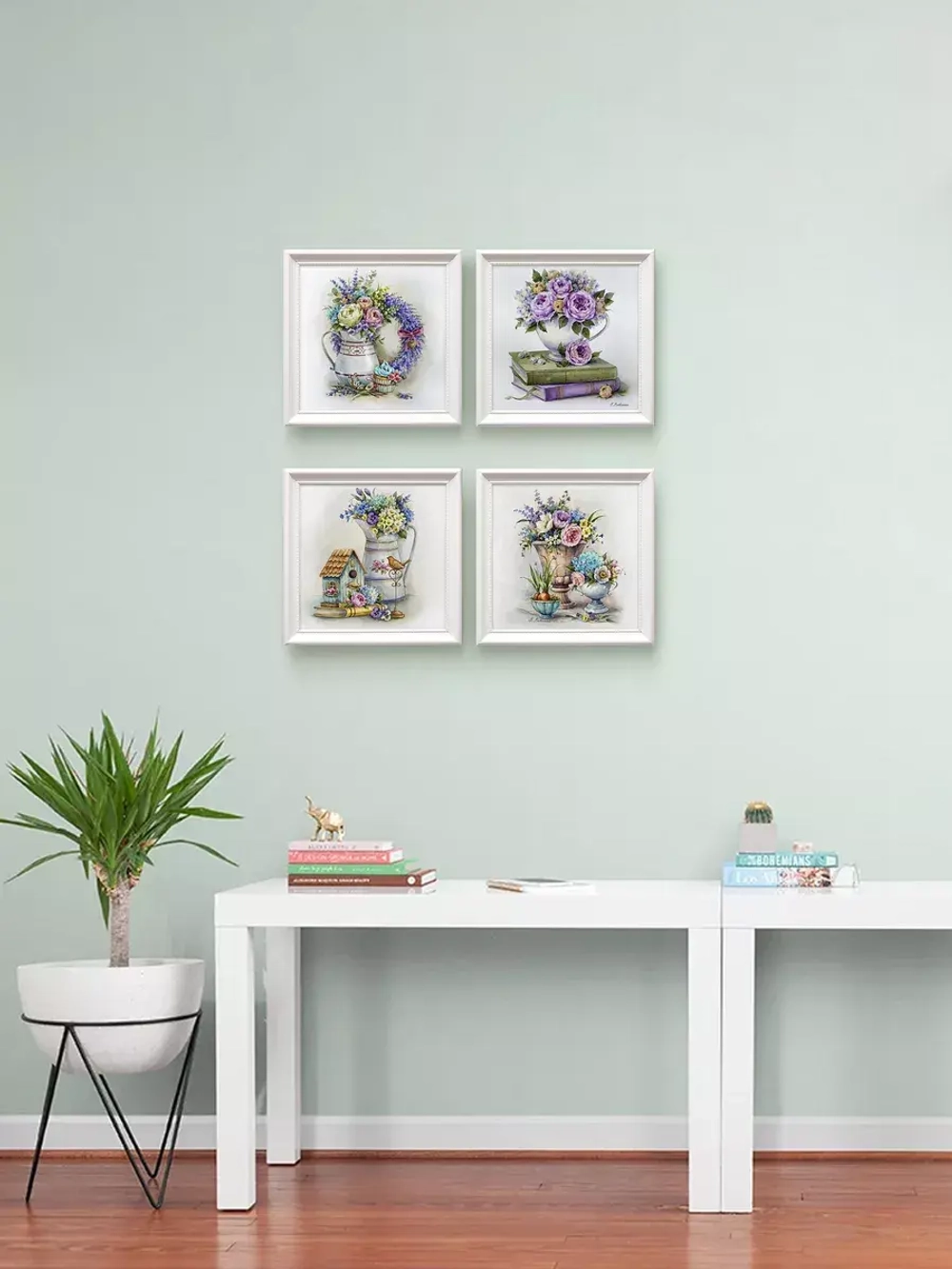 Картины на стену интерьерные на холсте 4 шт, 23*23 см