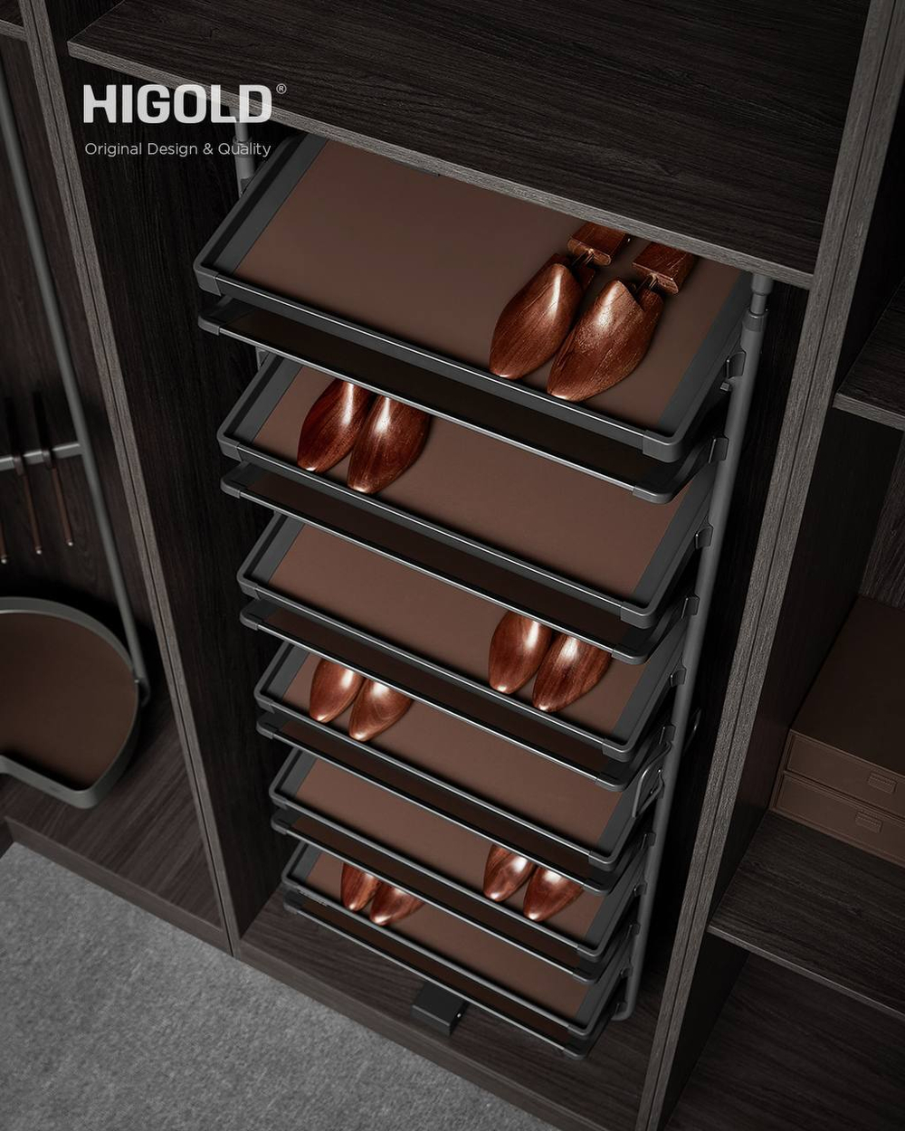 Вращающаяся полка для обуви, 685x355x(1350-1550), 8 уровней