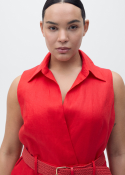 Рубашечный комбинезон изо льна с поясом