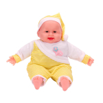 Пупс в комбинезоне и колпаке в полоску № 1 в упакет 16x39x10см. (Hand)