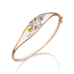 Браслет жесткий из красного золота с миксом камней