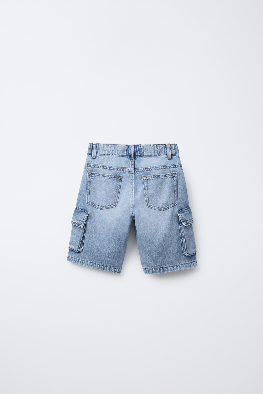 ZARA ДЖИНСОВЫЕ ШОРТЫ КАРГО СВОБОДНОГО КРОЯ, ЗЕЛЕНОВАТО-СИНИЙ