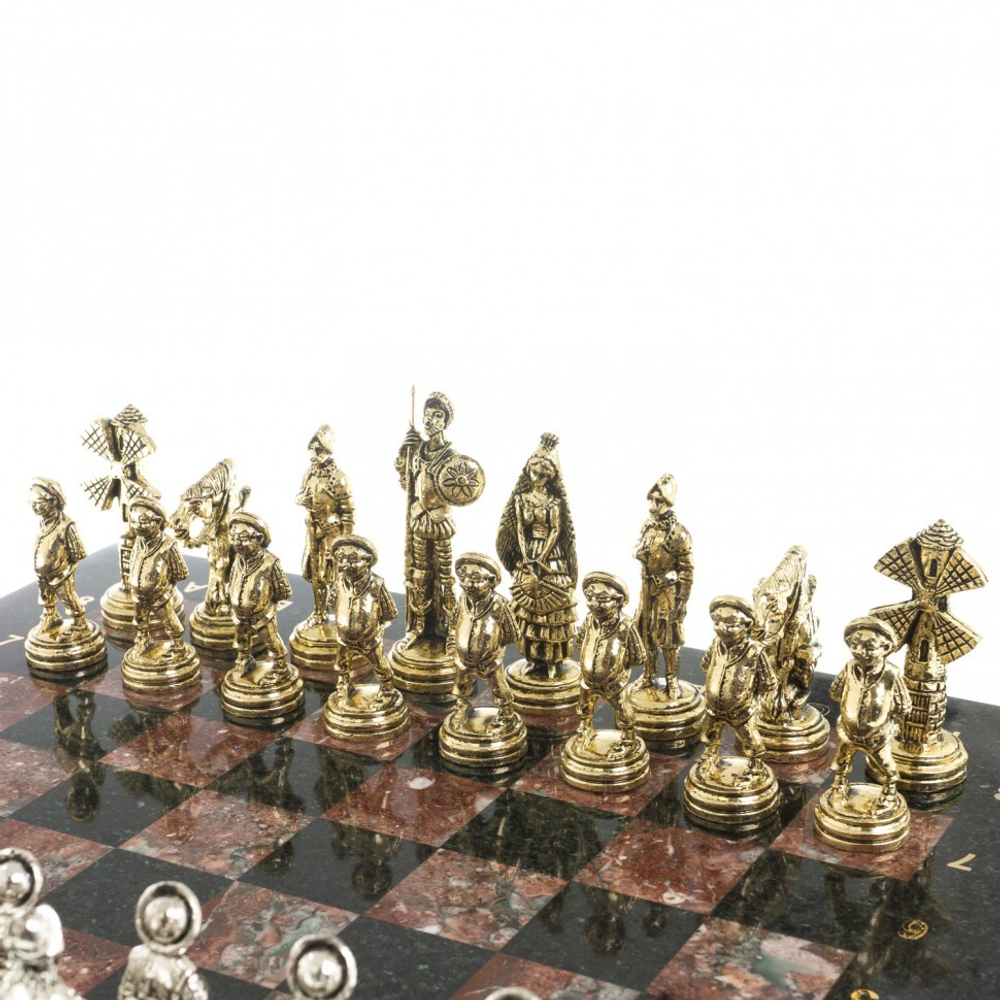 Шахматы "Дон Кихот" доска 36х36 см креноид змеевик G 122653