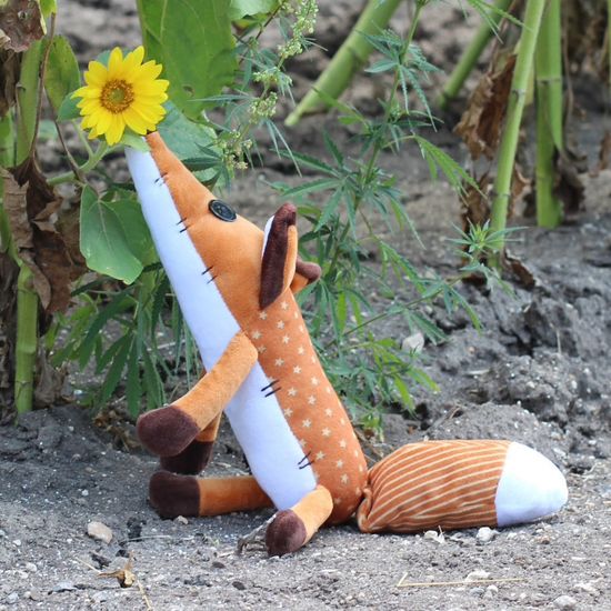 Мягкая игрушка Рыжий Лис с полосатым хвостом, 60 см