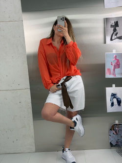 Рубашка женская 6162 цвет "оранжевый"