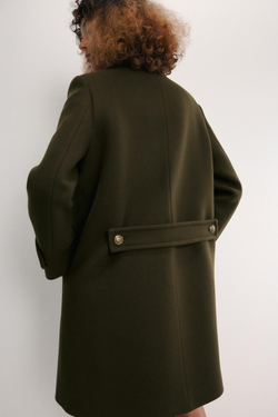 ZARA АСИММЕТРИЧНОЕ ПАЛЬТО ИЗ СМЕСОВОЙ ШЕРСТИ С ПУГОВИЦАМИ — ZW COLLECTION, ТЕМНЫЙ ХАКИ