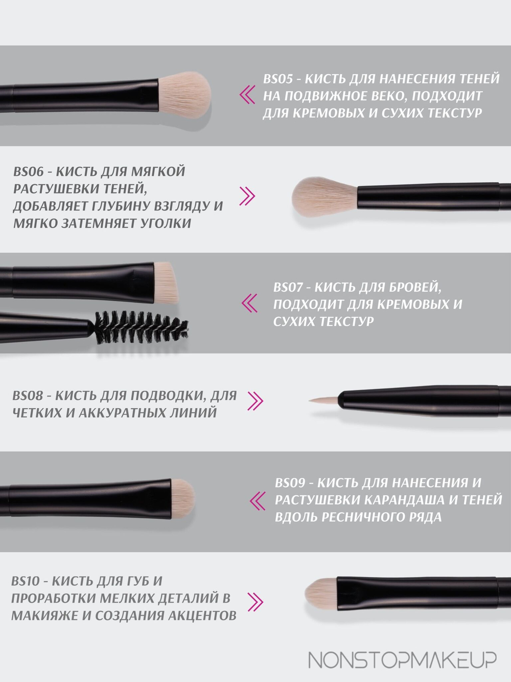 Набор кистей для макияжа, кисти для макияжа NONSTOPMAKEUP
