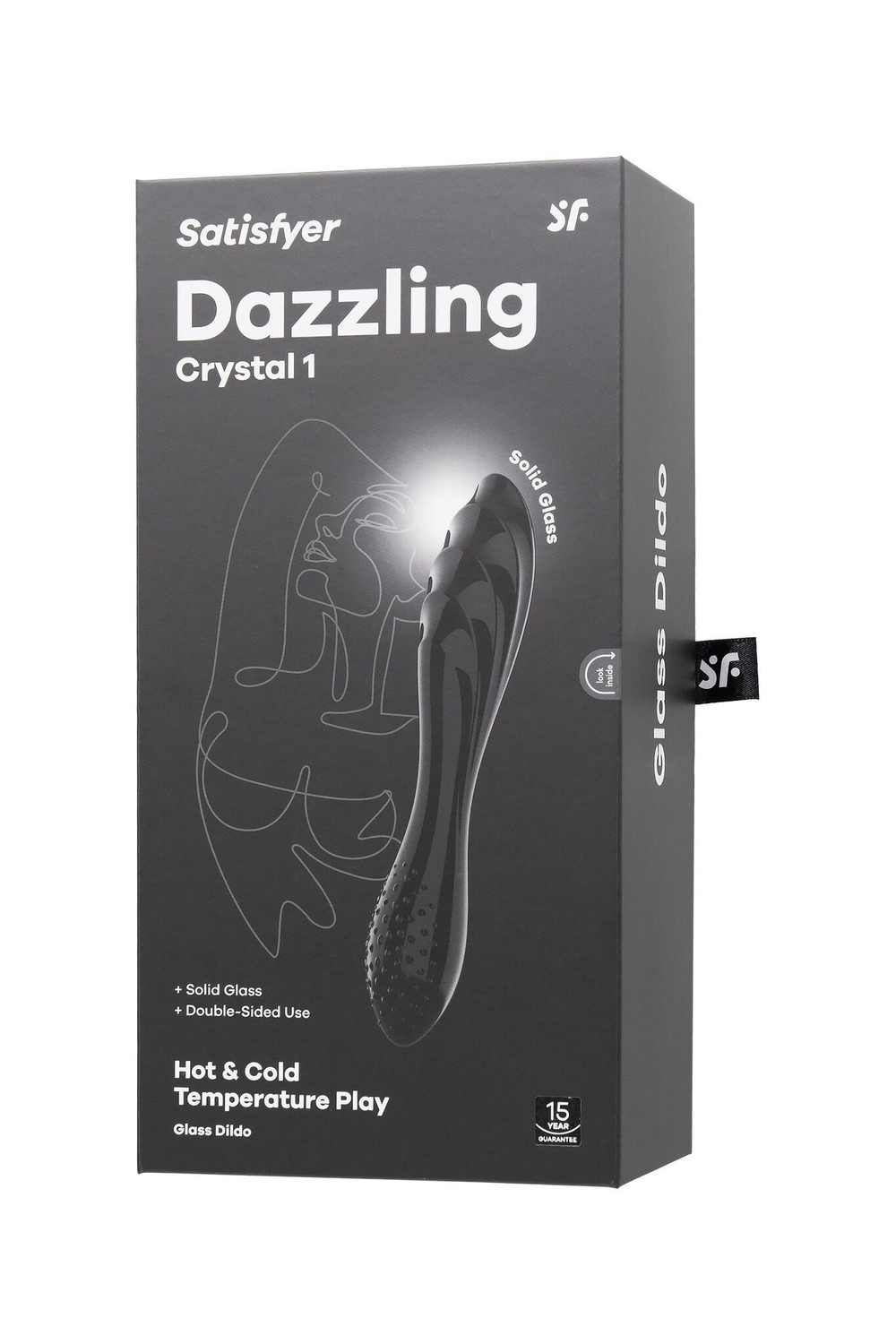 Черный двусторонний фаллоимитатор Dazzling Crystal 1 - 18,5 см.