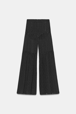 ZARA БРЮКИ В ГОРОШЕК С ЗАЩИПАМИ — ZW COLLECTION, ЧЕРНЫЙ/БЕЛЫЙ