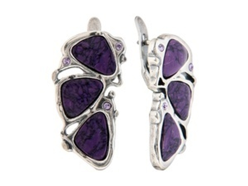 "Чхоти" серьги в серебряном покрытии из коллекции "Экзотика" от Jenavi с английским замком