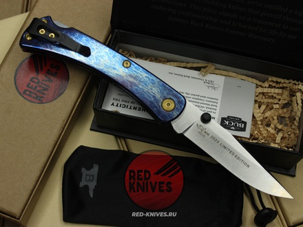 Нож Buck 110 Slim Pro TRX Titanium (Legacy Collection 2023) - ярко синий огненый титан