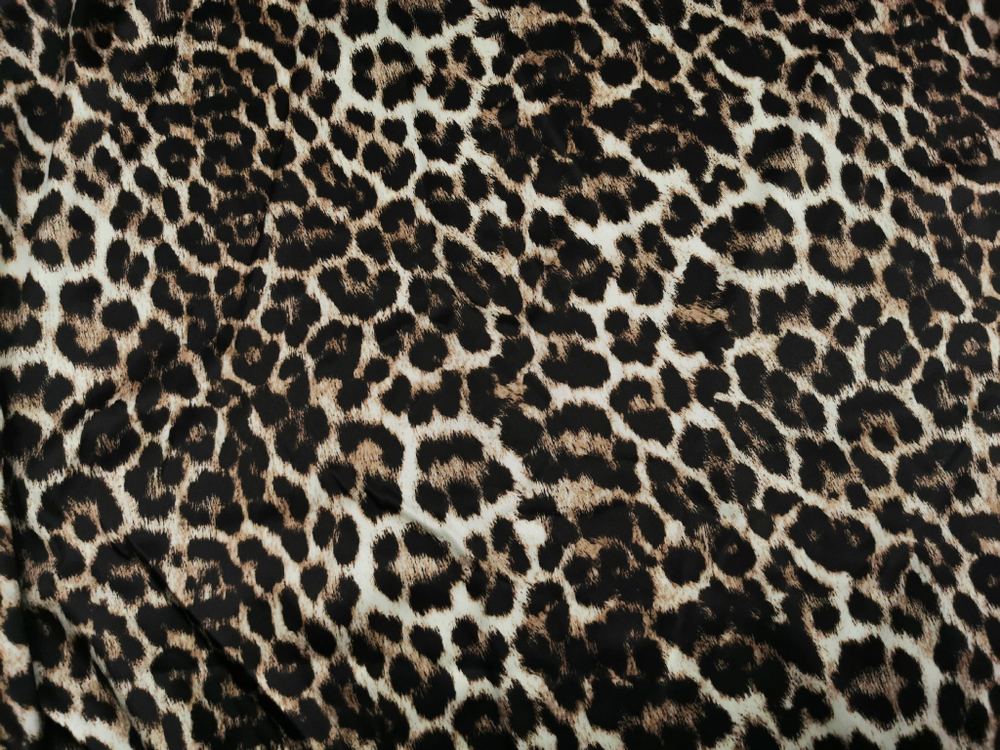 Эластичный бельевой атлас-стрейч, натуральный леопард, (Арт: ASP-006)