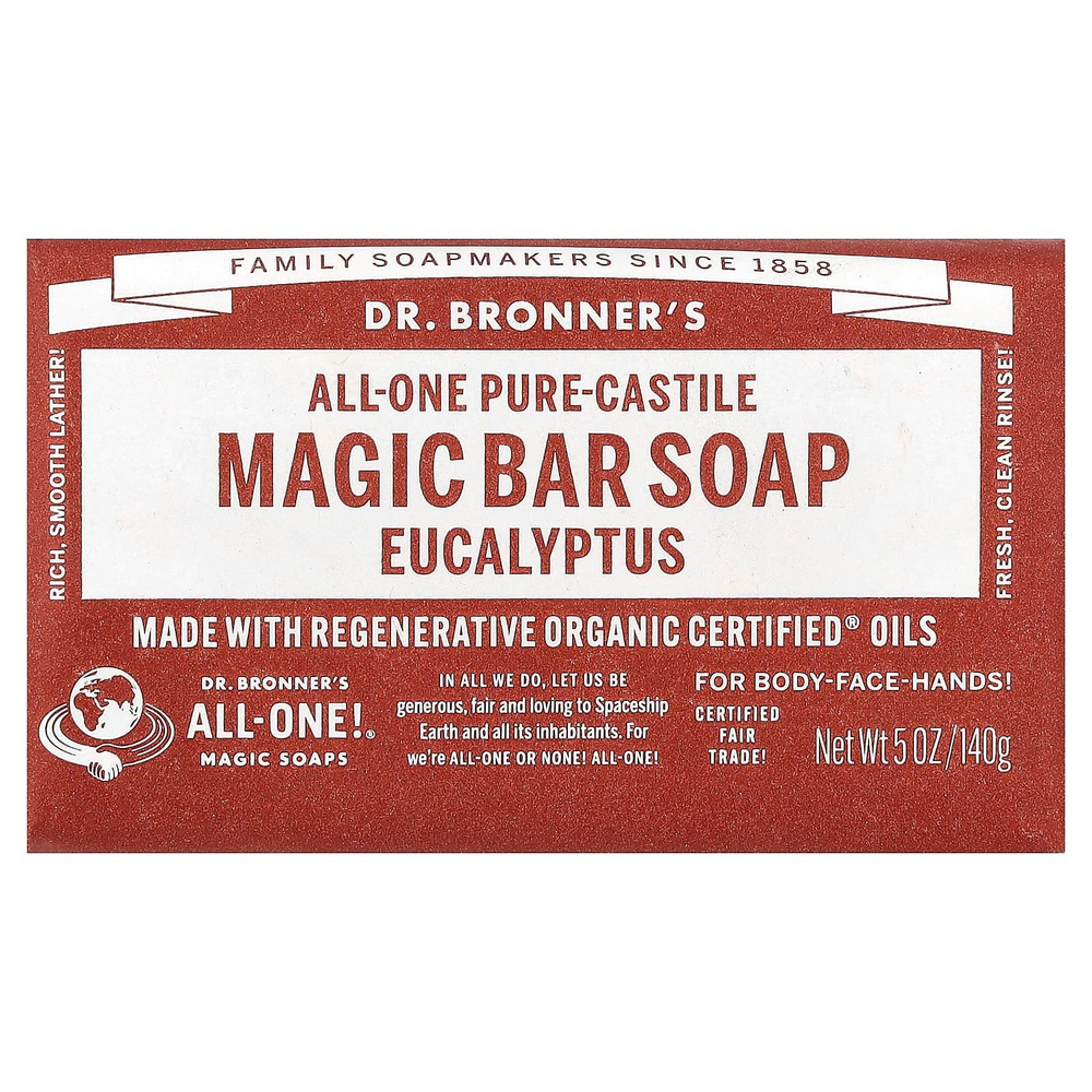 Dr. Bronner's, All-One Pure-Castile Magic кусковое мыло, эвкалипт, 140 г (5 унций)