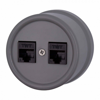 Розетка RJ45 информационная двойная, пластик, цвет Титан B1-302-26