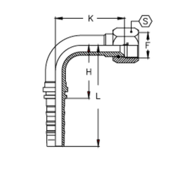 Фитинг DN 25 JIC (Г) 1.5/16 (90) CS (удлинен. К=116)