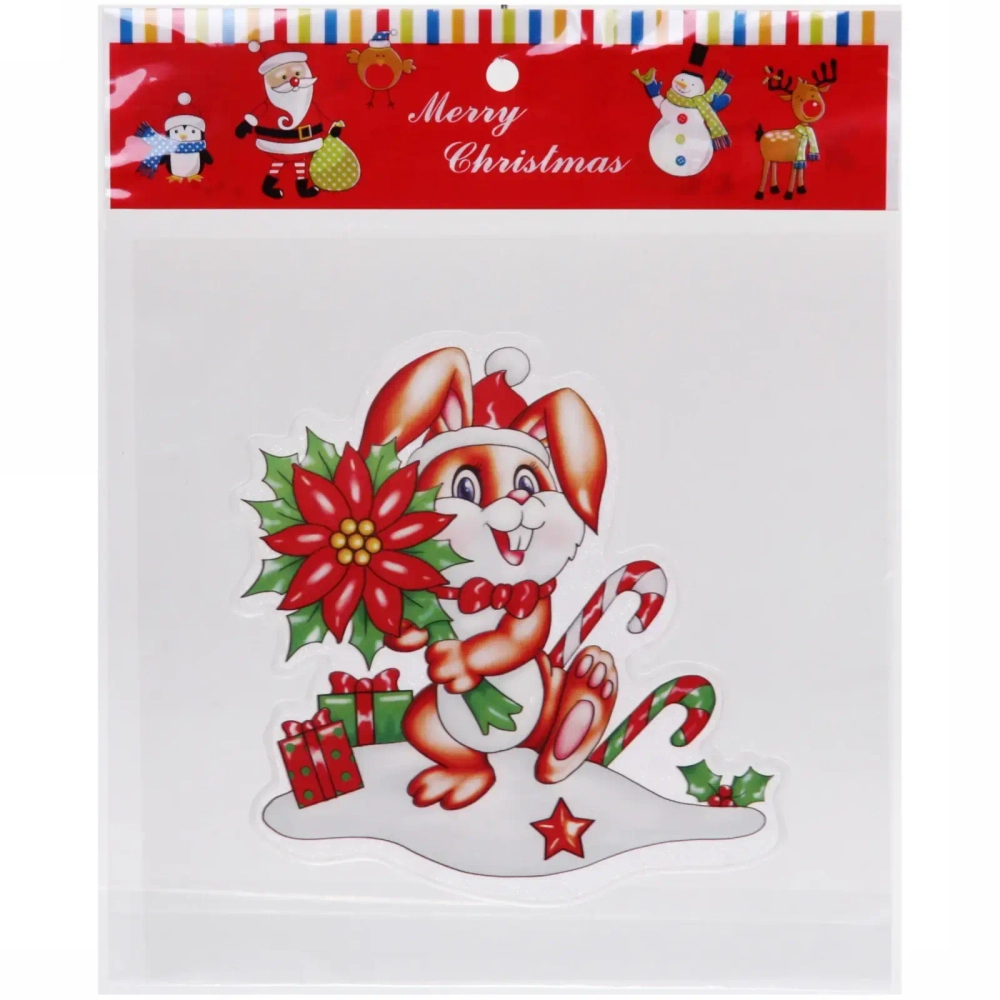 Наклейка на стекло «Кролик с подарком» 20*20 см