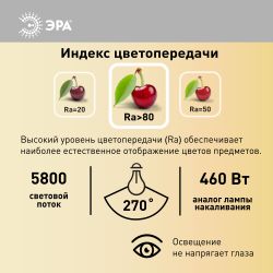 Лампа светодиодная POWER ЭРА RED LINE LED T120-60W-4000-E27/E40 R 60Вт колокол нейтральный белый свет E27/E40