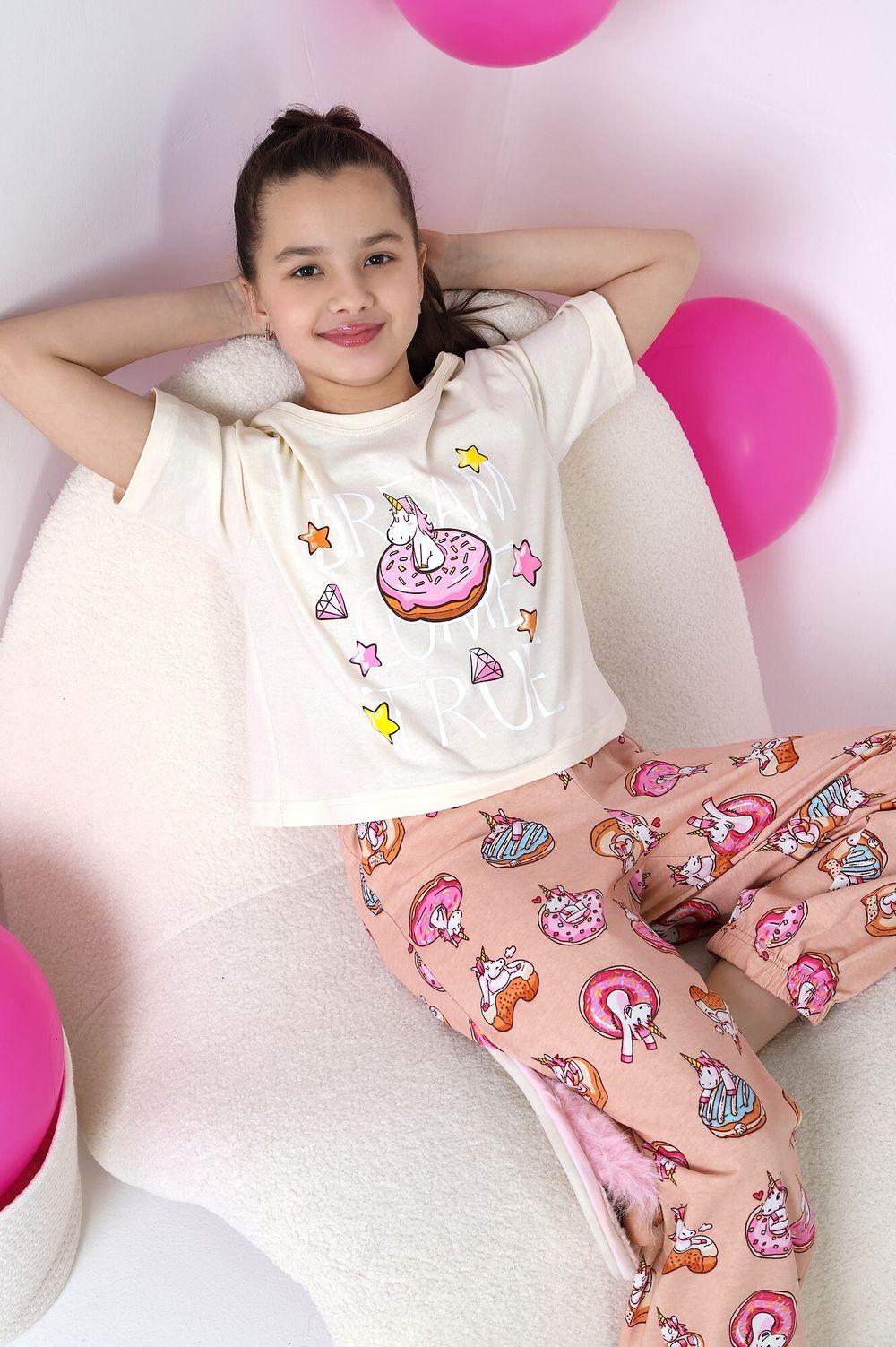 Пижама для девочки Единопончик-2 Виотекс МОЛОЧНЫЙ