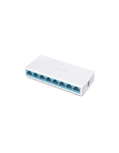 Mercusys MS108 8-портовый 10/100 Мбит/с настольный коммутатор, 8 портов RJ45 10/100 Мбит/с, пластиковый корпус