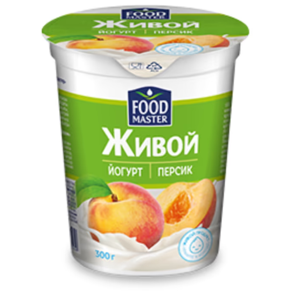 йогурт Food Master живой персик 1,5% 300 гр