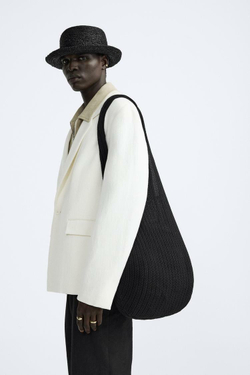 ZARA СУМКА ИЗ РЕЛЬЕФНОЙ ТКАНИ, ЧЕРНЫЙ