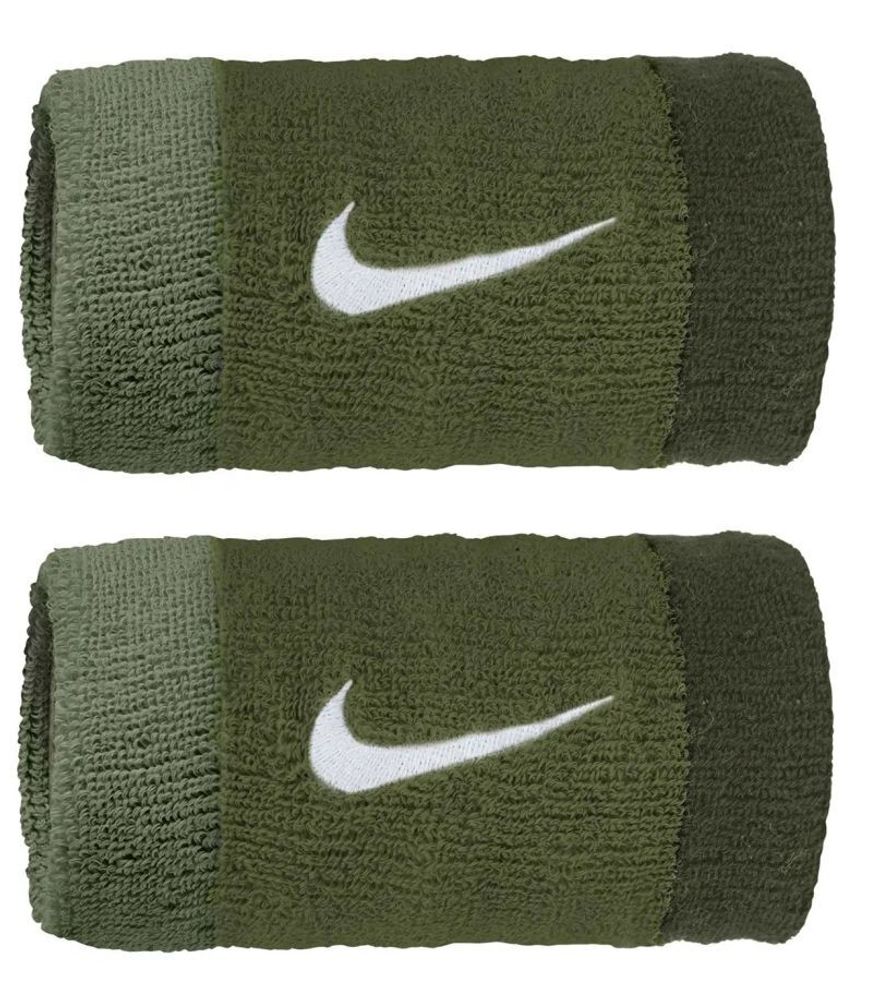 Напульсник теннисный Nike Swoosh Double-Wide Wristbands - oil green/medium olive/cargo khak