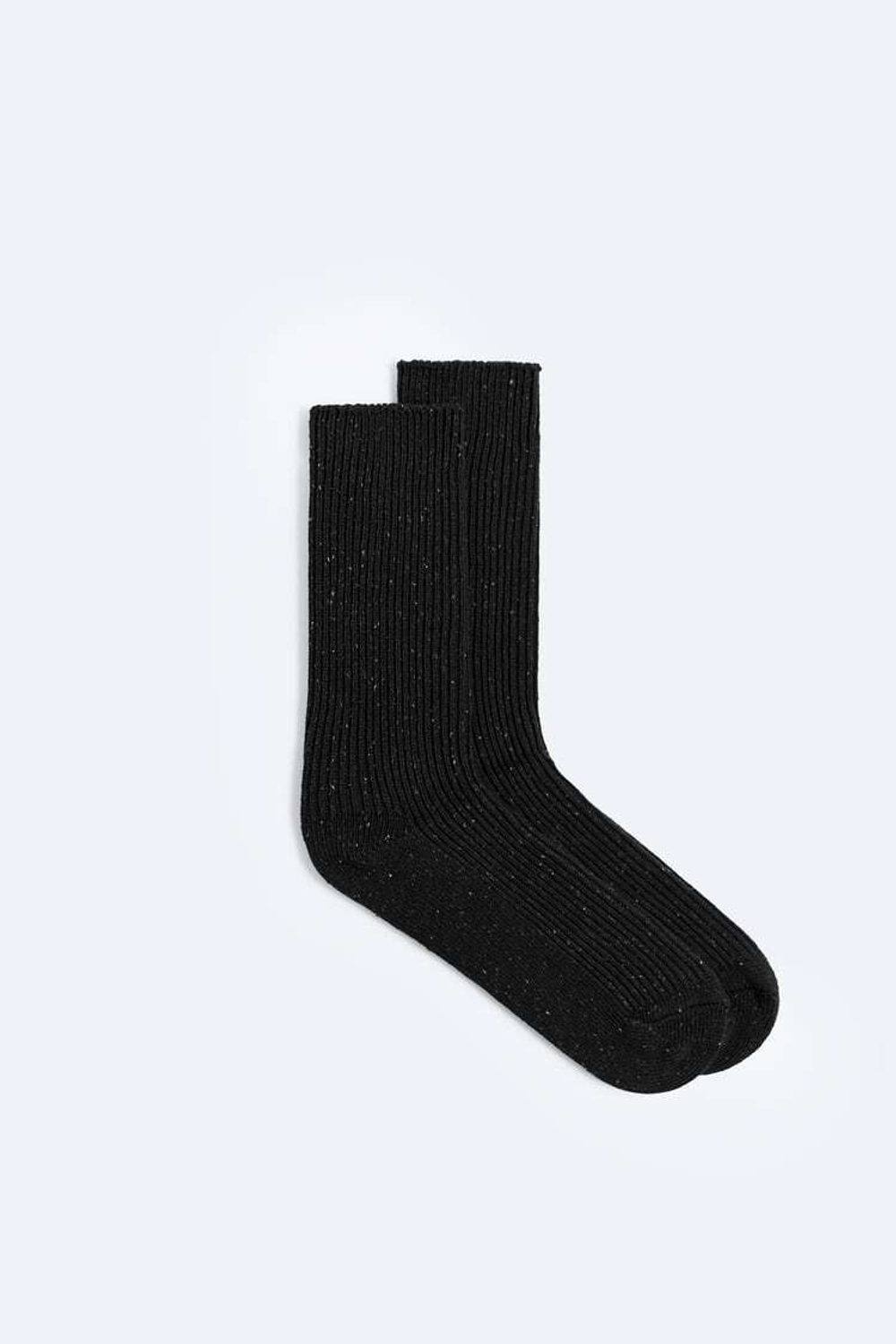 ZARA НОСКИ ИЗ РЕЛЬЕФНОЙ ДВУХЦВЕТНОЙ ТКАНИ, ЧЕРНЫЙ