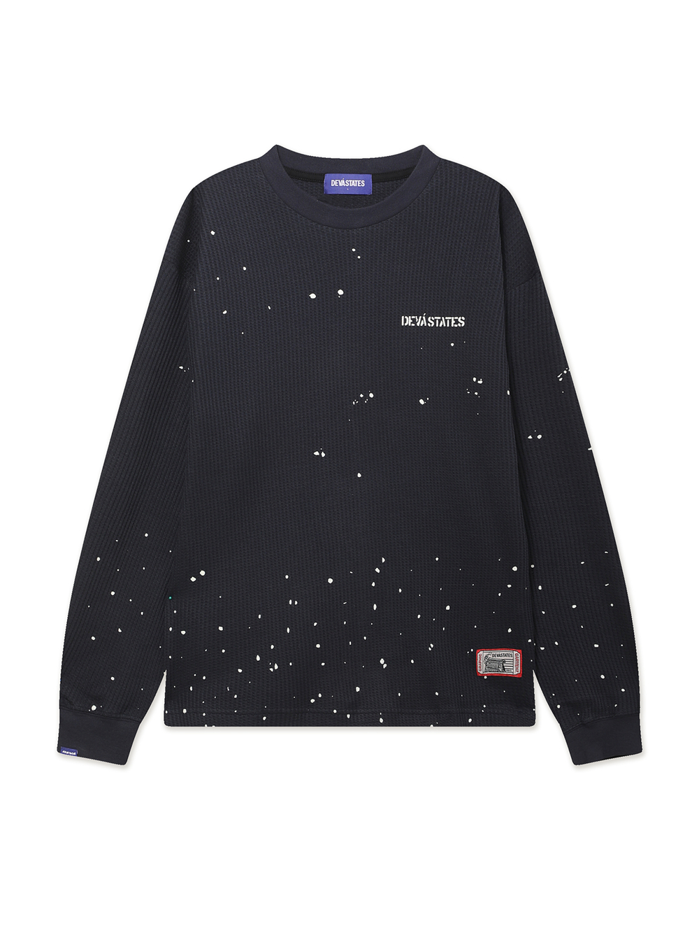 Мужской Лонгслив Crewneck Waffle Top - Splats - Navy Blue