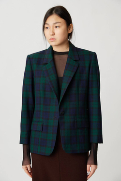 Винтажный жакет в сине-зеленую клетку