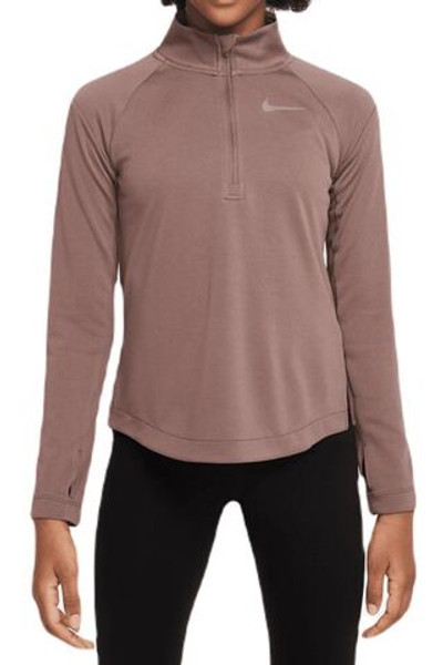 Футболка для девочки теннисная Nike Dri-Fit Long Sleeve Running Top - plum eclipse/reflective silver