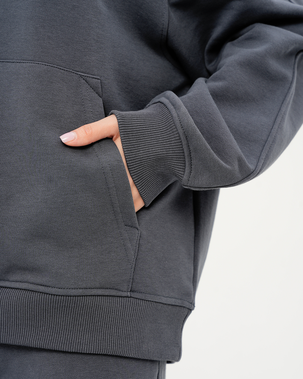 Худи boyfriend из футера с контрастным шнурком