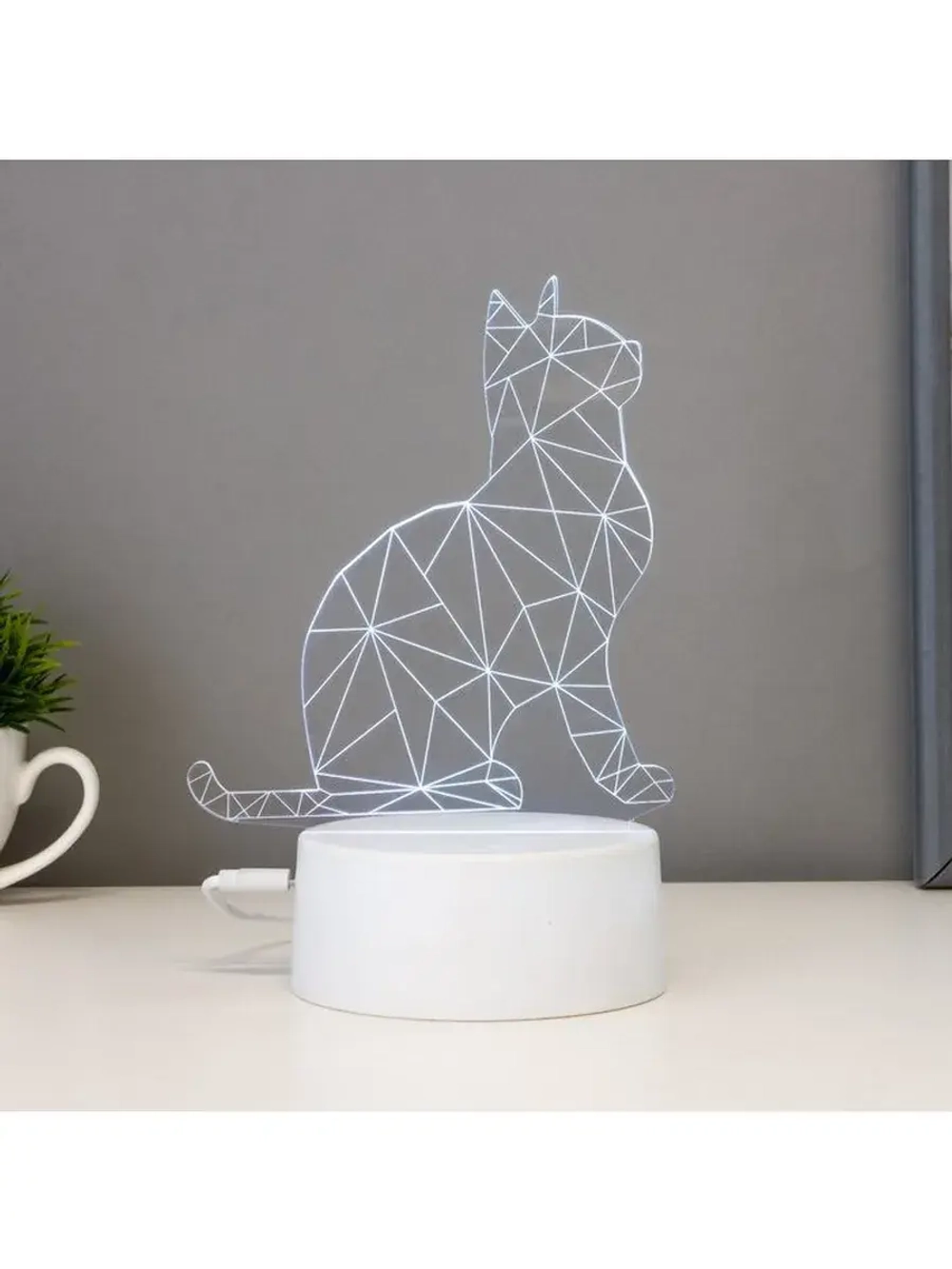 Светильник сенсорный «Кот сидя» LED 7 цветов USB/от батареек