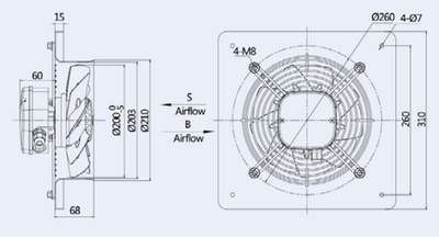 Вентилятор Weiguang YWF-4D-200-S(B)-92/15-B (YWF(K)4D200-ZF)