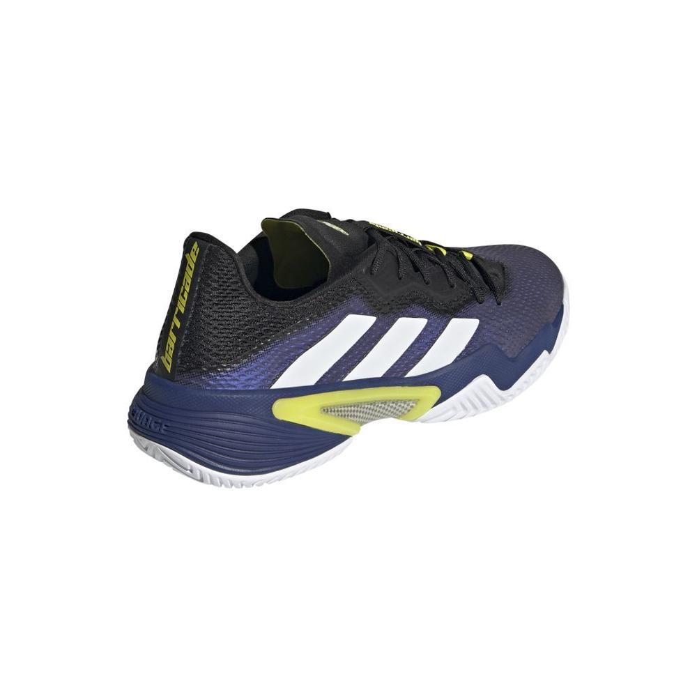 Мужские кроссовки теннисные Adidas Barricade M - black blue met/cloud white/acid yellow