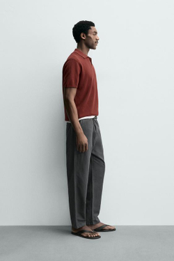 ZARA СВОБОДНЫЕ БРЮКИ STRAIGHT FIT, СТАЛЬНОЙ