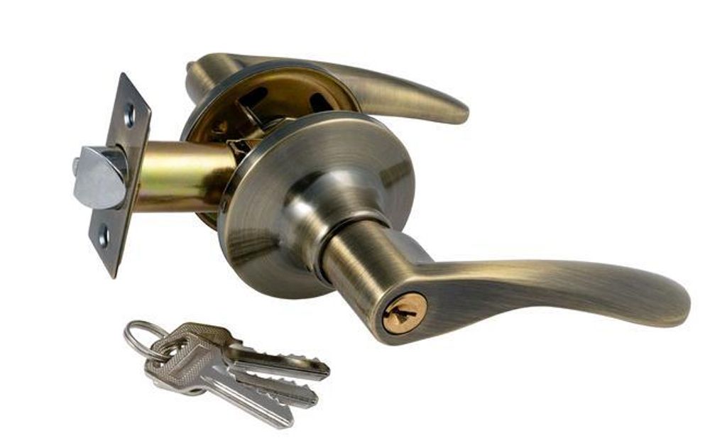 Защелка-Комплект  S-Locked 3901-01 ET AB с фалевыми ручками фикс./кл  БРОНЗА  /118441