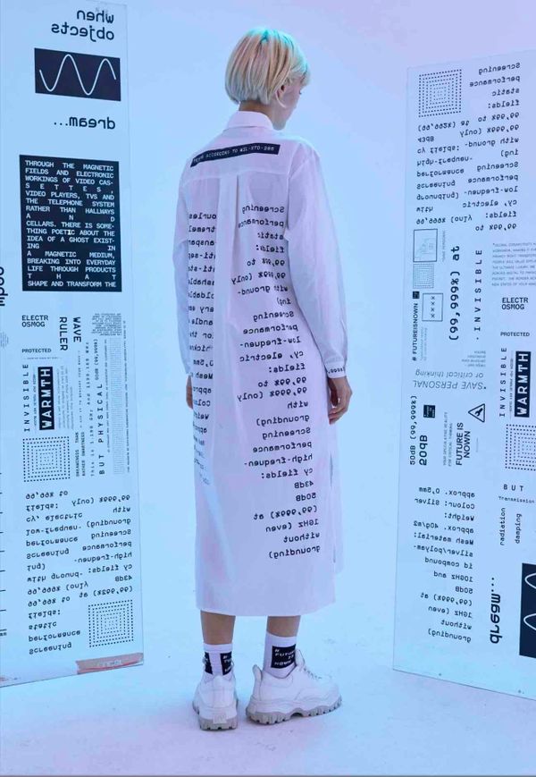 Рубашка-платье Futureisnown Media Radiation Damping shirt Белая - фото 7