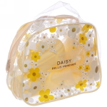 Набор банный дорожный 4шт «Traveler - Ромашки», (мочалка, футляр 2шт, расческа), 20*15,5*8,5, желтый