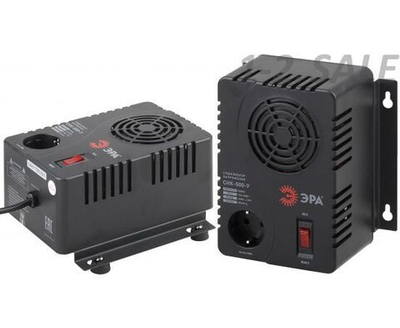 Стабилизатор напряжения однофазный релейный компактный 500ВА, 160-260В СНК-500-У для компьютера, для котла, черный