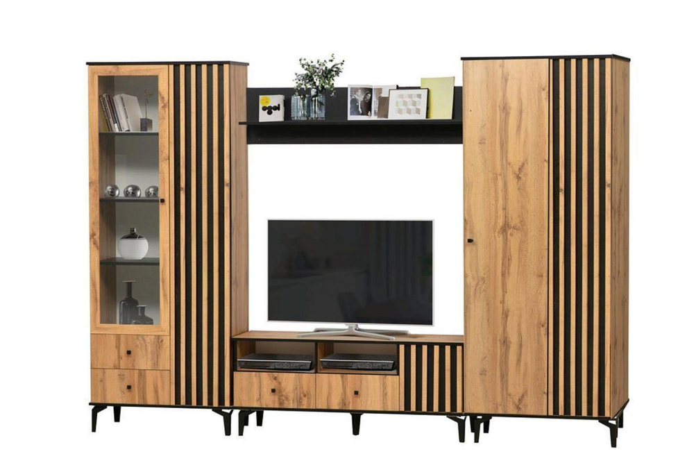 Шкаф для одежды Либерти 51.01 (опора h150) Дуб вотан/Черный