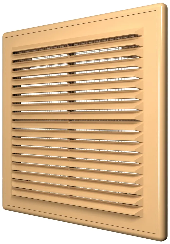 Решетка вен. разъем. с сеткой 249*249 беж. 2525Р
