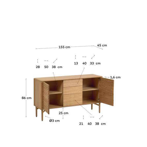 Сервант Lenon из древесины дуба 152 x 86 cm