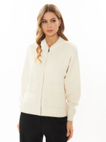 Женская трикотажная кофта молочная на молнии