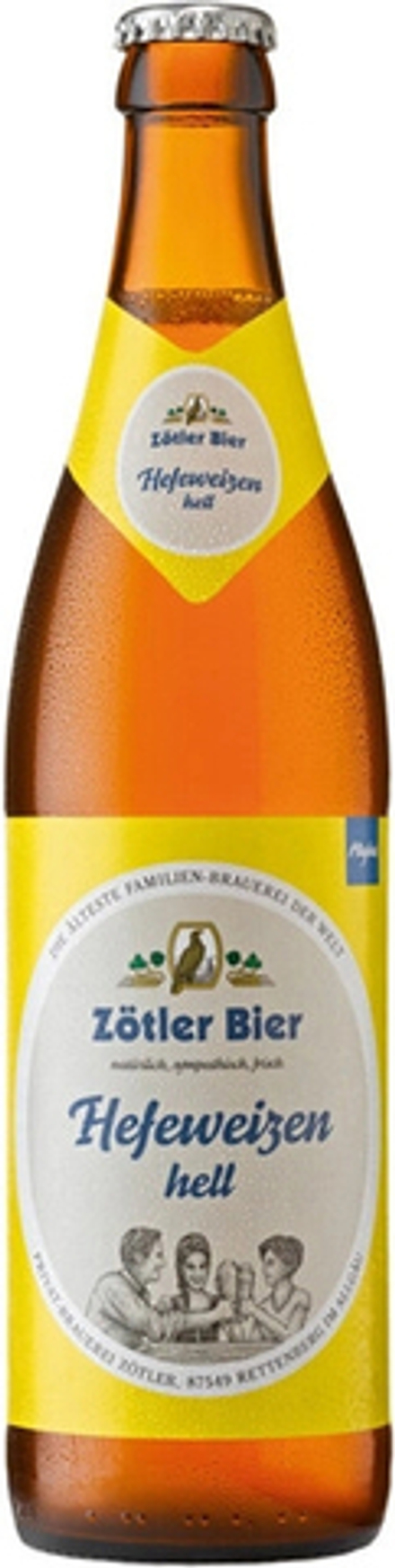 Пиво Цотлер Хефевайцен Хелль / Zotler Hefeweizen Hell 0.5 - стекло