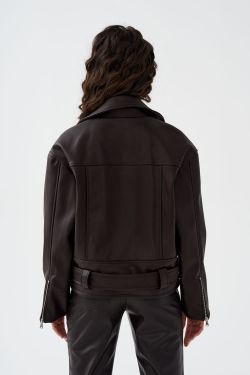 Косуха из экокожи шоколадного цвета