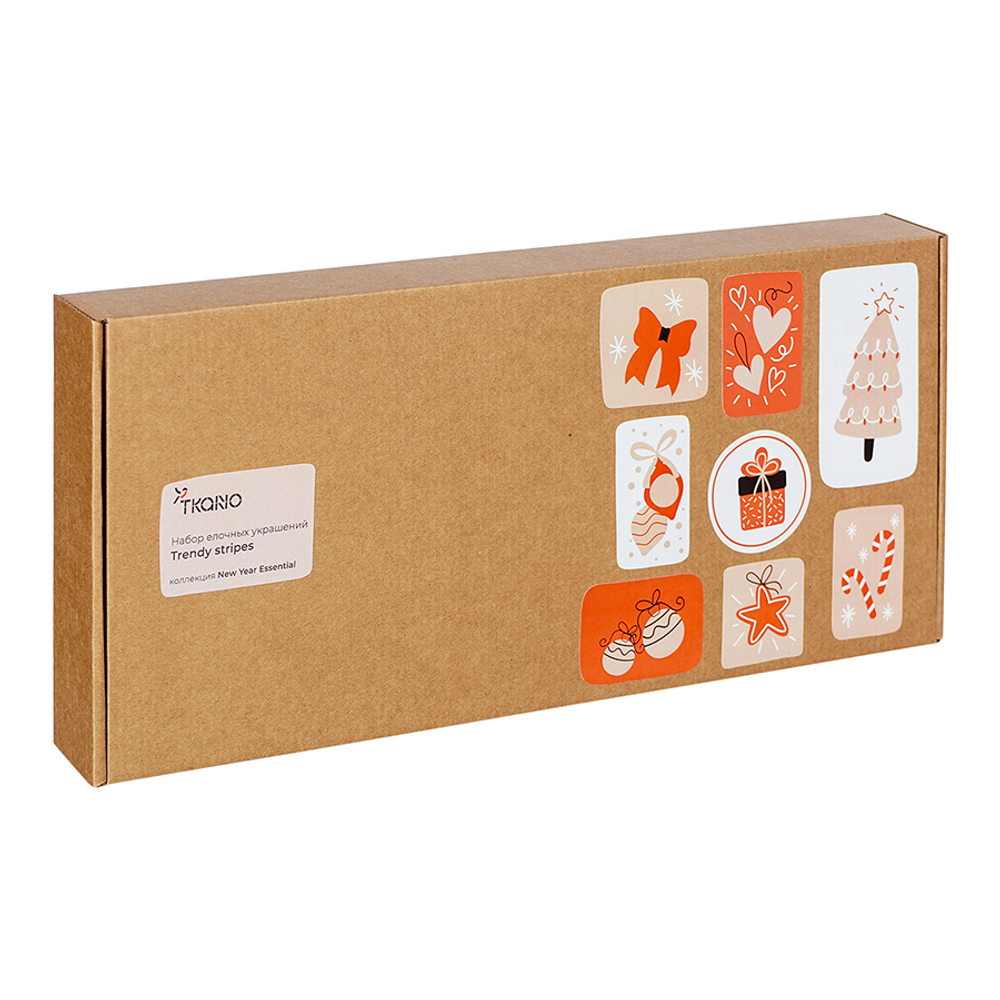 Набор елочных украшений trendy stripes из джута и гофрированного картона из коллекции new year essential, 4 шт.