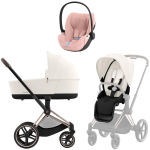 Коляска 3 в 1 Cybex Priam IV Rosegold complete и автокресло Cloud T i-Size Peach Pink Plus Off White