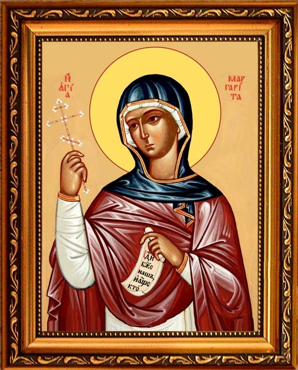 Маргарита (Марина) Антиохийская Святая великомученица. Икона на холст в раме