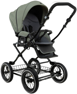 Детская коляска Roan Bass Next Classic d12 2.0 3 в 1 с автокреслом Tutis Elo Black BNC/82/2 Sage Green/Black/руч.Black